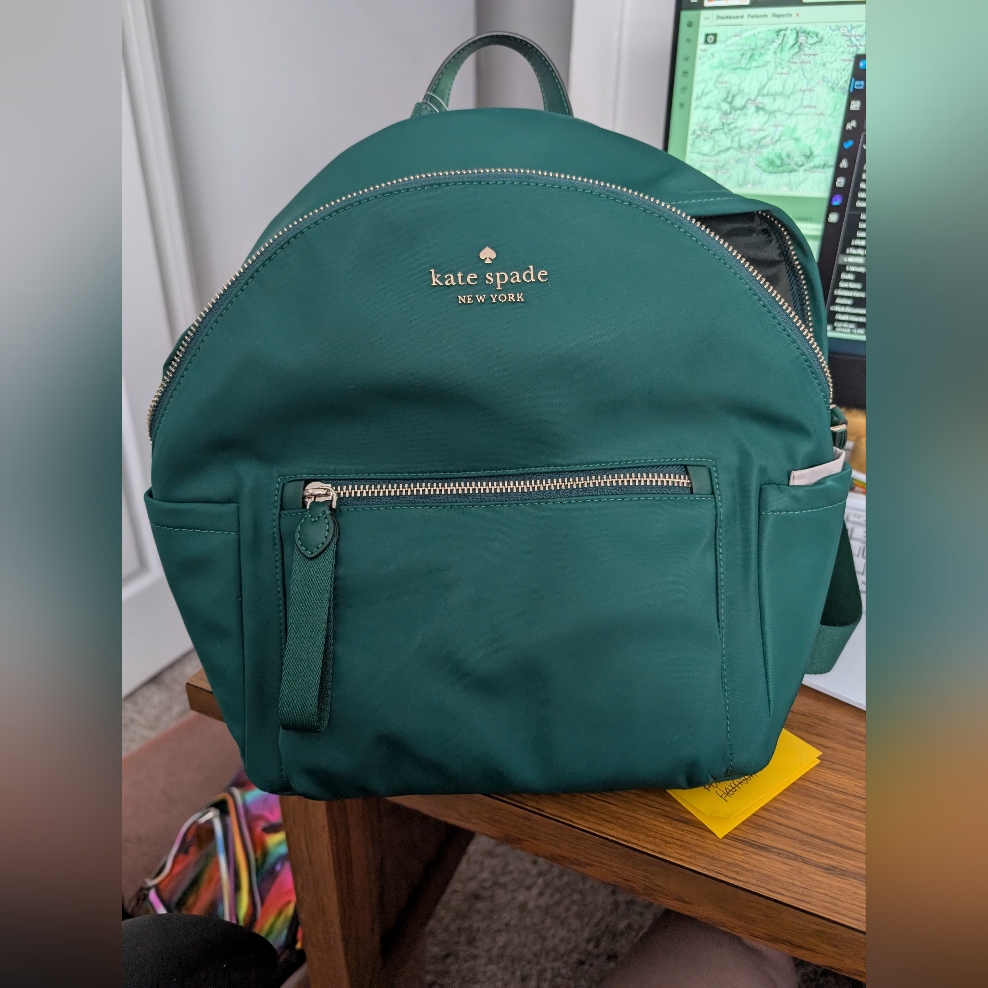 Kate Spade Green Backpack, Wallet, And Makeup Bag - Retails $467